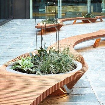 Mobilier urbain - design - banc - bench - vegetal - bois - wood - Tricoire - metal - mobilier - urbain - outdoor - street furniture
