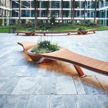 Mobilier urbain - design - banc - bench - vegetal - bois - wood - Tricoire - metal - mobilier - urbain - outdoor - street furniture