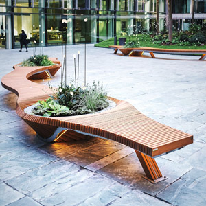 Mobilier urbain - design - banc - bench - vegetal - bois - wood - Tricoire - metal - mobilier - urbain - outdoor - street furniture