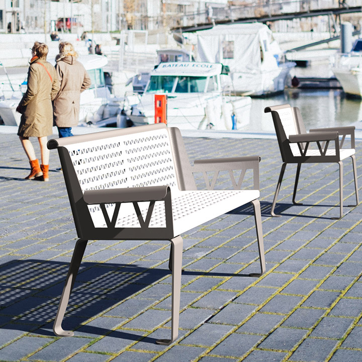 Mobilier urbain banc métal sofa