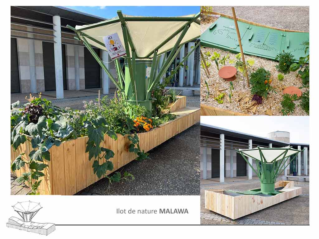jardinière urbaine avec ombrage et composteur