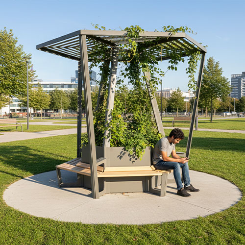 ombrière végétalisée pour parc urbain