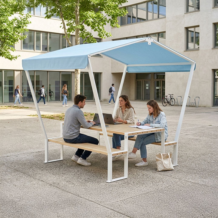 Table de pique-nique avec toile d’ombrage Forézien